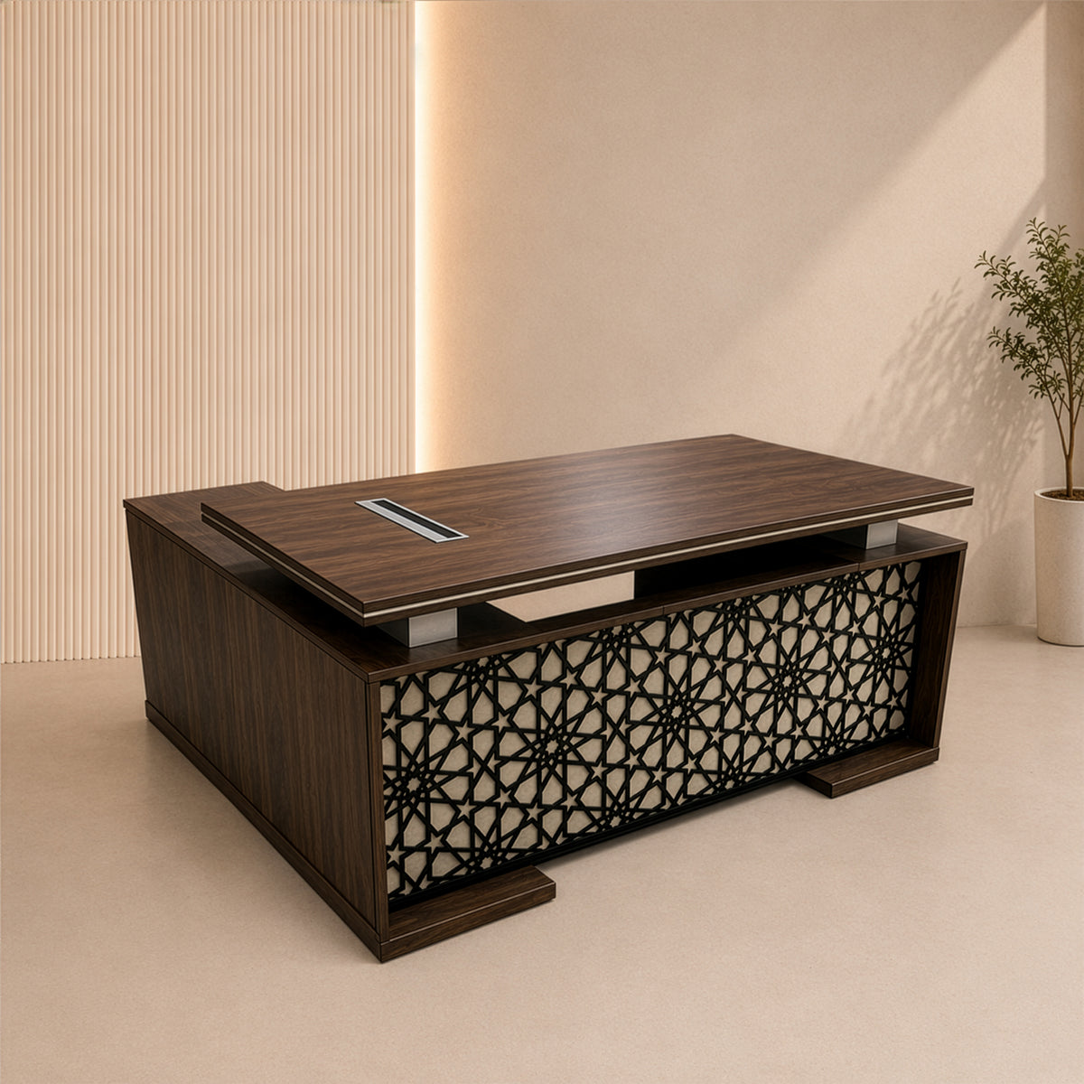 مكتب 180×160×75 سم + سايد – بني – AZ120121