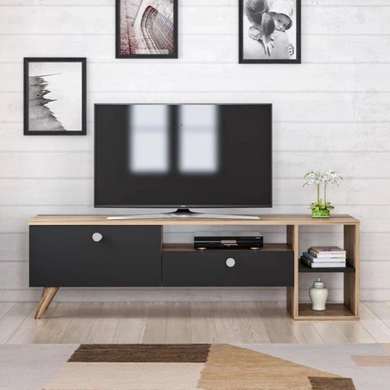طاولة تلفزيون، 150 × 30 × 45 سم – خشبي وأسود – AZ30044
