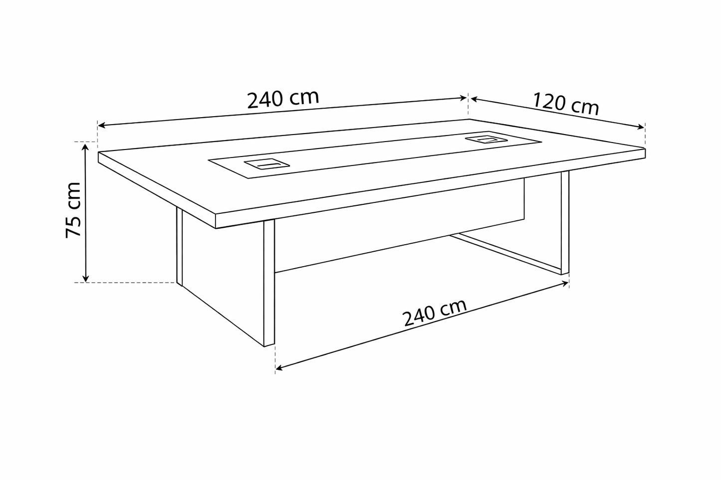 Meeting table 240 x 120 x 75 cm - Wooden - AZ111255