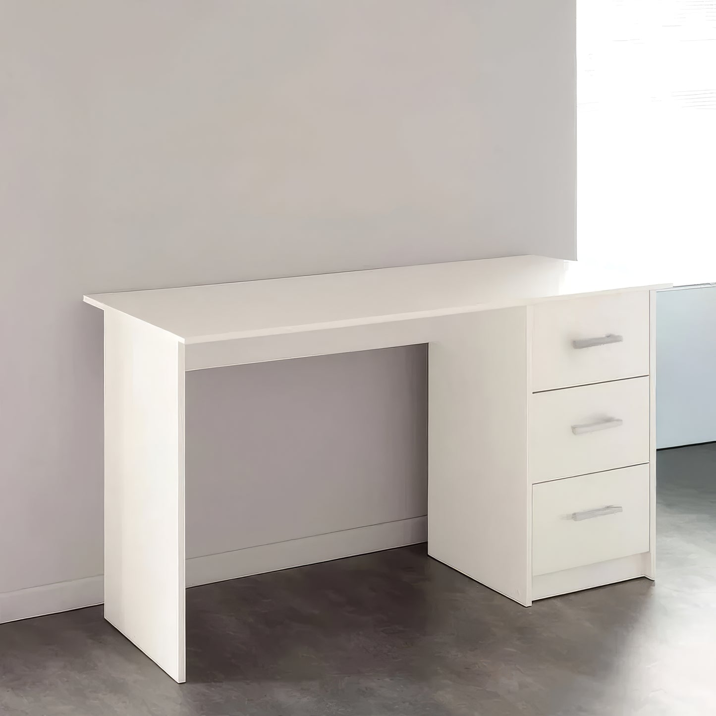 Desk 120 x 60 x 75 cm + Attached Drawer Unit - White - AZ1063