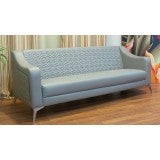 Office Sofa Set – Gray Leather with Musky and mdf Wood - BESAN