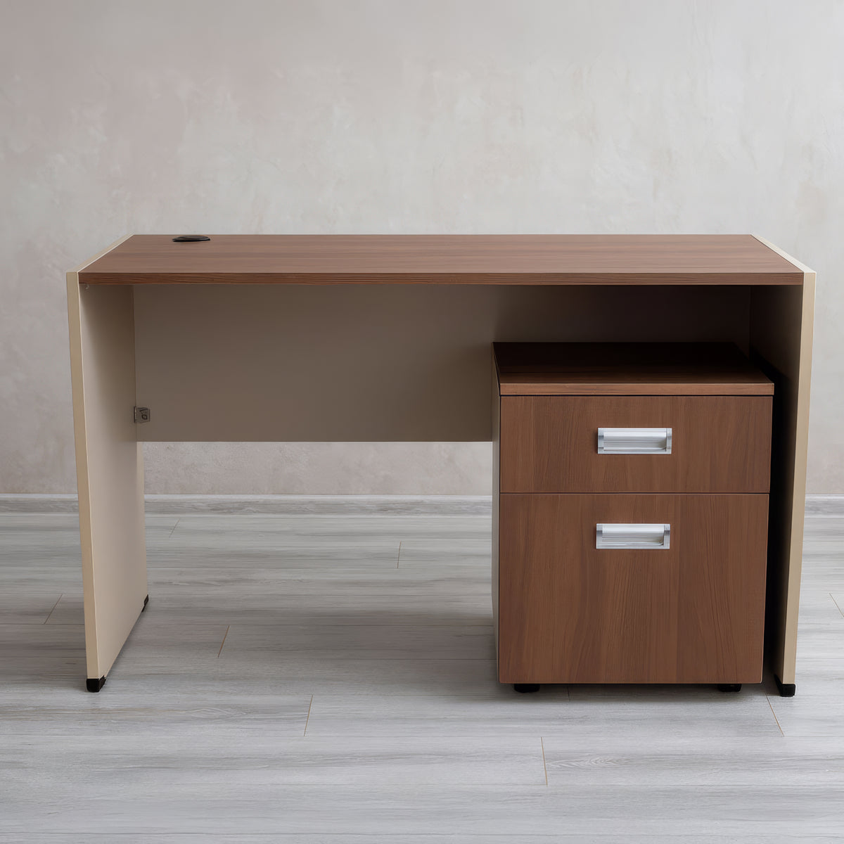 مكتب 120×60×75 سم + أدراج منفصلة – بيج وبني – AZ1282

