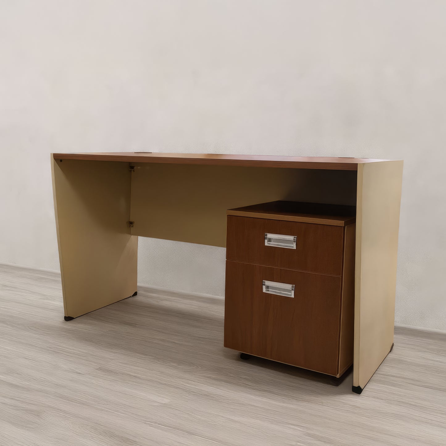 مكتب 120×60×75 سم + أدراج منفصلة – بيج وبني – AZ1282

