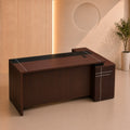 مكتب 160×160×75 سم + وحدة جانبية – بني وأسود – AZ50040
