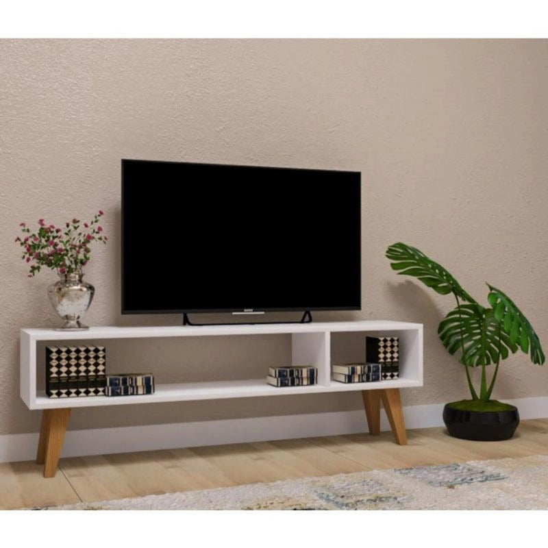 طاولة تلفزيون، 140 × 30 × 40 سم – أبيض – AZ3004