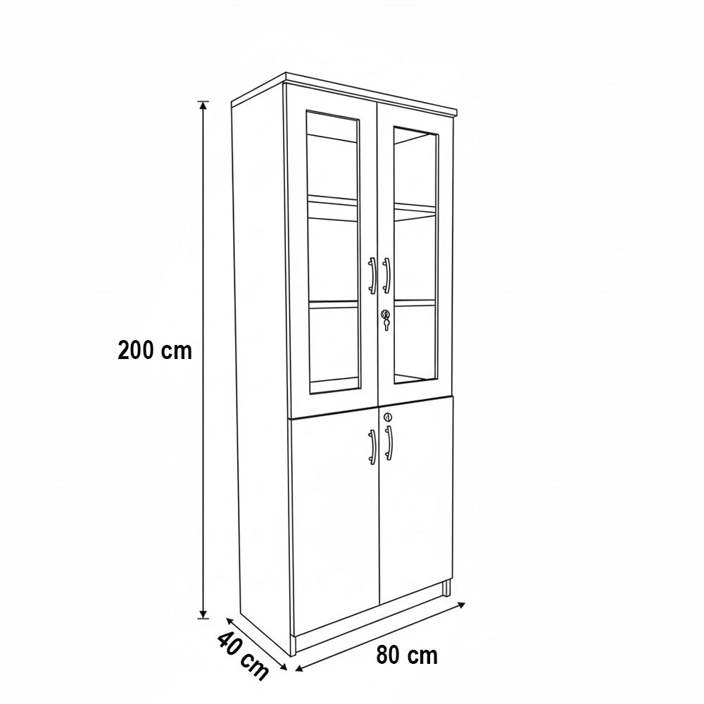 Bookcase 2 Doors - 200×80×40 cm – Gray – AZ50033