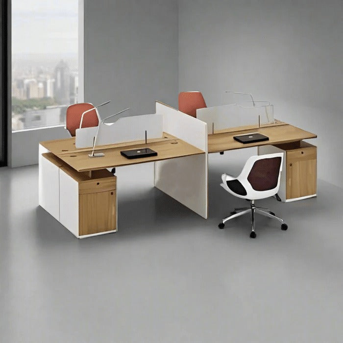 محطة عمل بمقاس 240 × 120 × 75 سم - خشبي وأبيض - AZ1146
