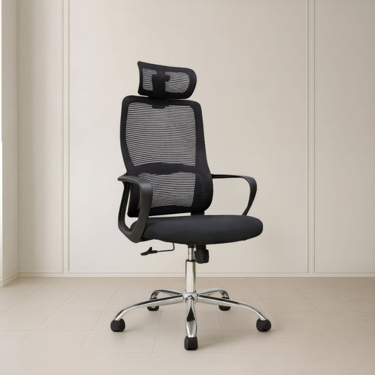 كرسي مكتب ظهر عالي 125×50×45 سم - أسود - B852