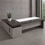 مكتب 220×160×75 سم + وحدة جانبية – رمادي غامق، رمادي فاتح وأبيض – AZ1202
