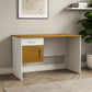 Desk 120×60×75 cm + Attached Unit (1 Door + 1 Drawer) – White and Wooden – AZ1050