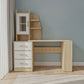 Desk 140×50×140 cm + Fixed Drawers – White and Wooden – AZ1178
