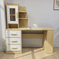 Desk 140×50×140 cm + Fixed Drawers – White and Wooden – AZ1178