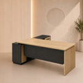Desk 160×160×75 cm + Side Unit – Wooden and Grey – AZ120117