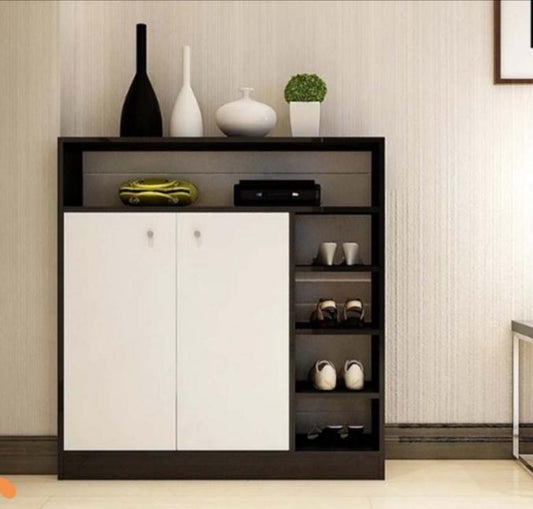 Shoe Cabinet, 90 × 35 × 100 cm - Black and White - AZ40053