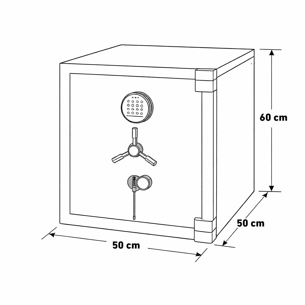 خزينة حديدية – ديجيتال + مفتاح – الارتفاع 60 سم × العرض 50 سم × العمق 50 سم – MH-600