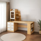 Desk 140×50×140 cm + Fixed Drawers – White and Wooden – AZ1178