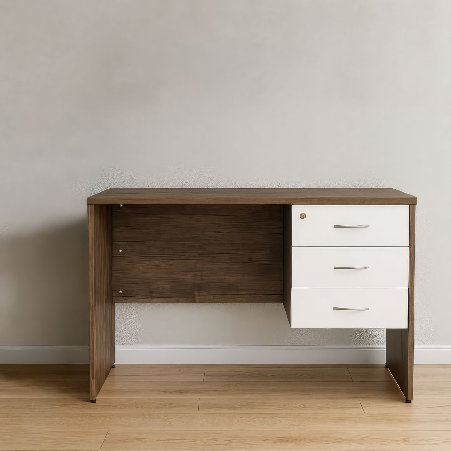 Desk 140×70×75 cm + Attached Drawer Unit – Brown and White – AZ1007