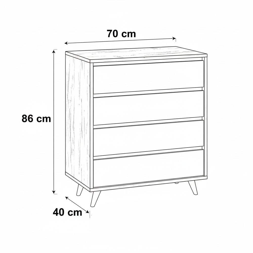 وحدة أدراج 70 × 40 × 86 سم - خشبي وأبيض - AZ500140