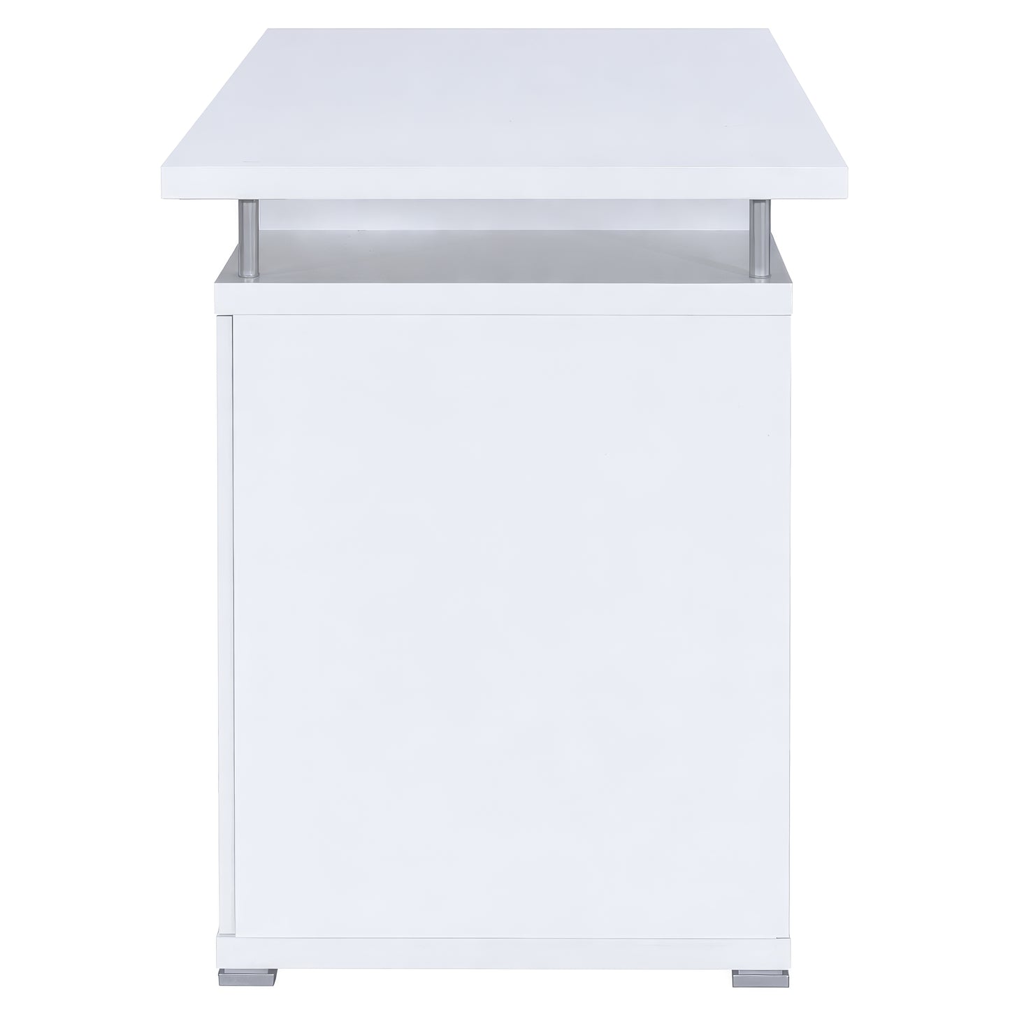 مكتب 160×60×75 سم + وحدة متصلة (ضلفة + 2 درج) – أبيض – AZ12021