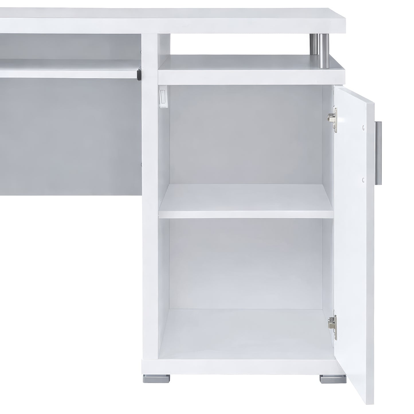 مكتب 160×60×75 سم + وحدة متصلة (ضلفة + 2 درج) – أبيض – AZ12021