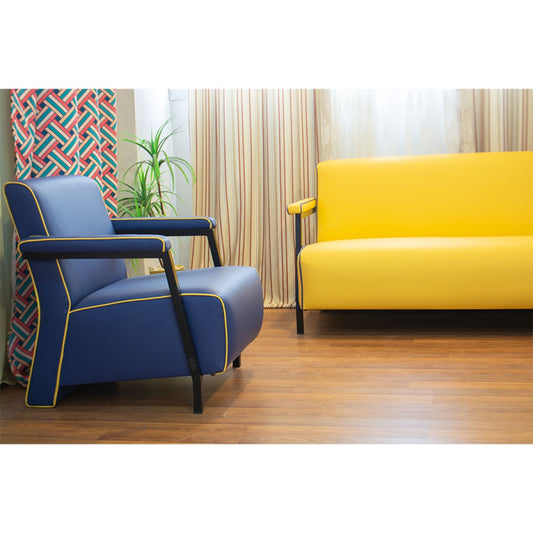 Office Sofa Set – Yellow Leather with Musky and mdf Wood - linda