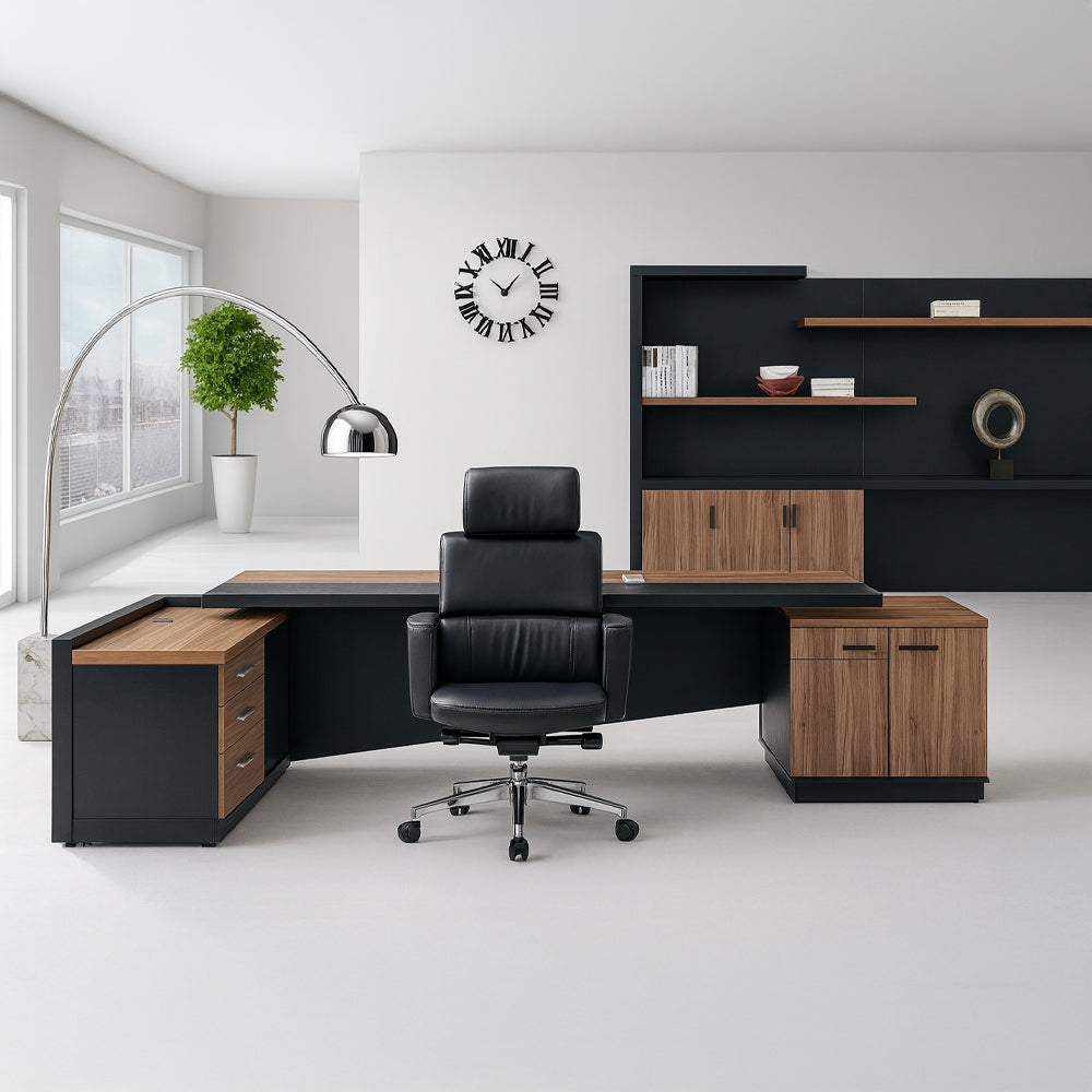 Manager's desk 220 x 75 x 70 - wooden & black - AZ1111