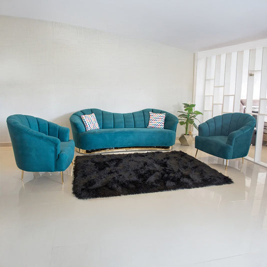 Modern Sofa Set 3 Pieces (Beech Wood, Plywood, Pine) – Color: Turquoise –Duba
