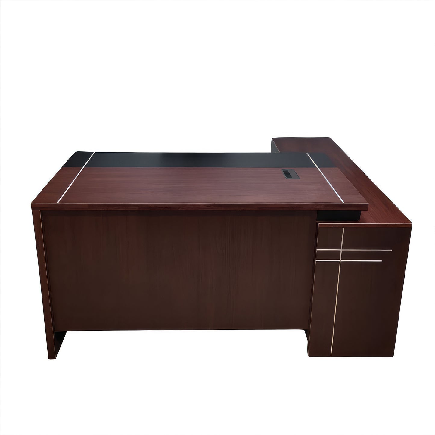 مكتب 160×160×75 سم + وحدة جانبية – بني وأسود – AZ50040