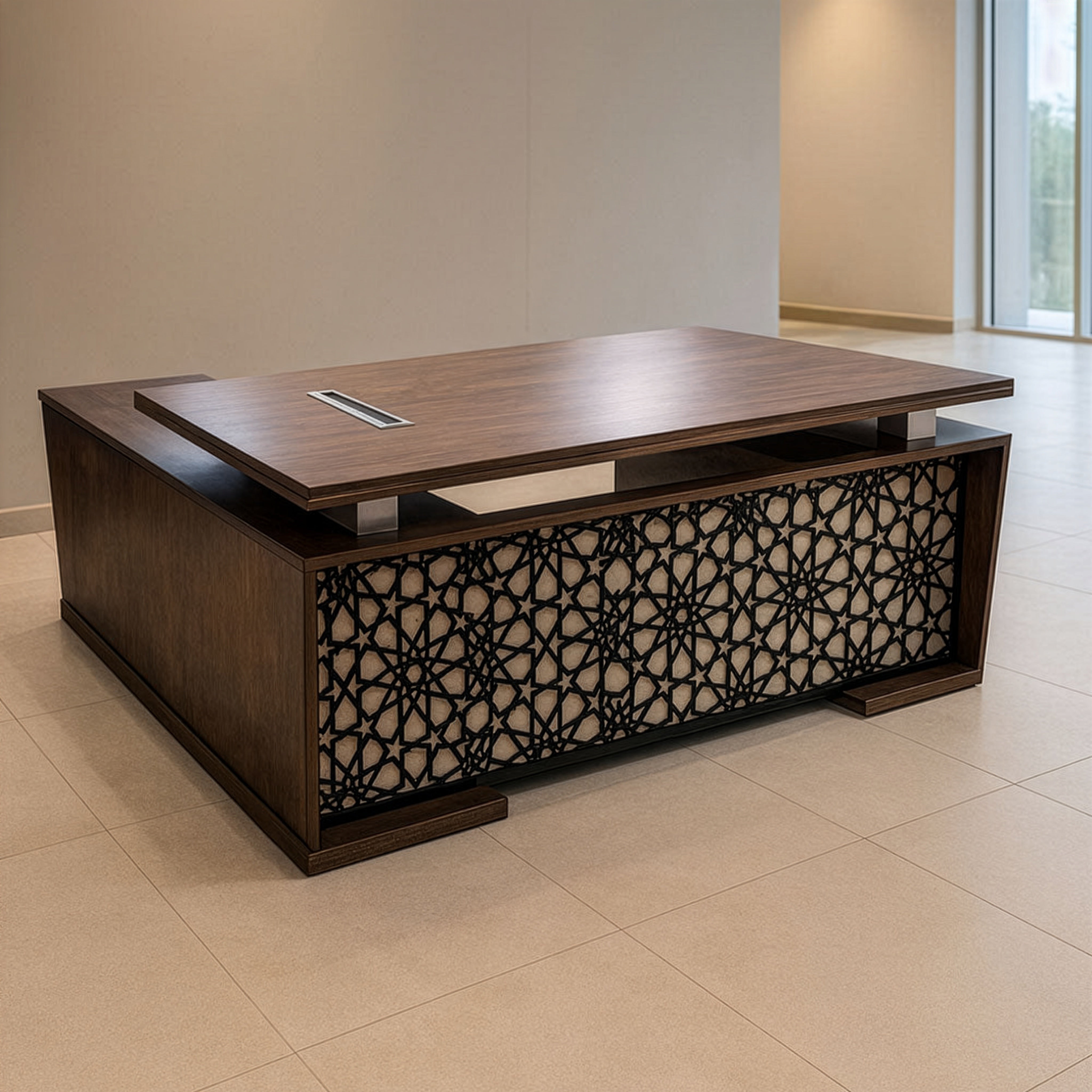 مكتب 160×160×75 سم + سايد – بني – AZ120120