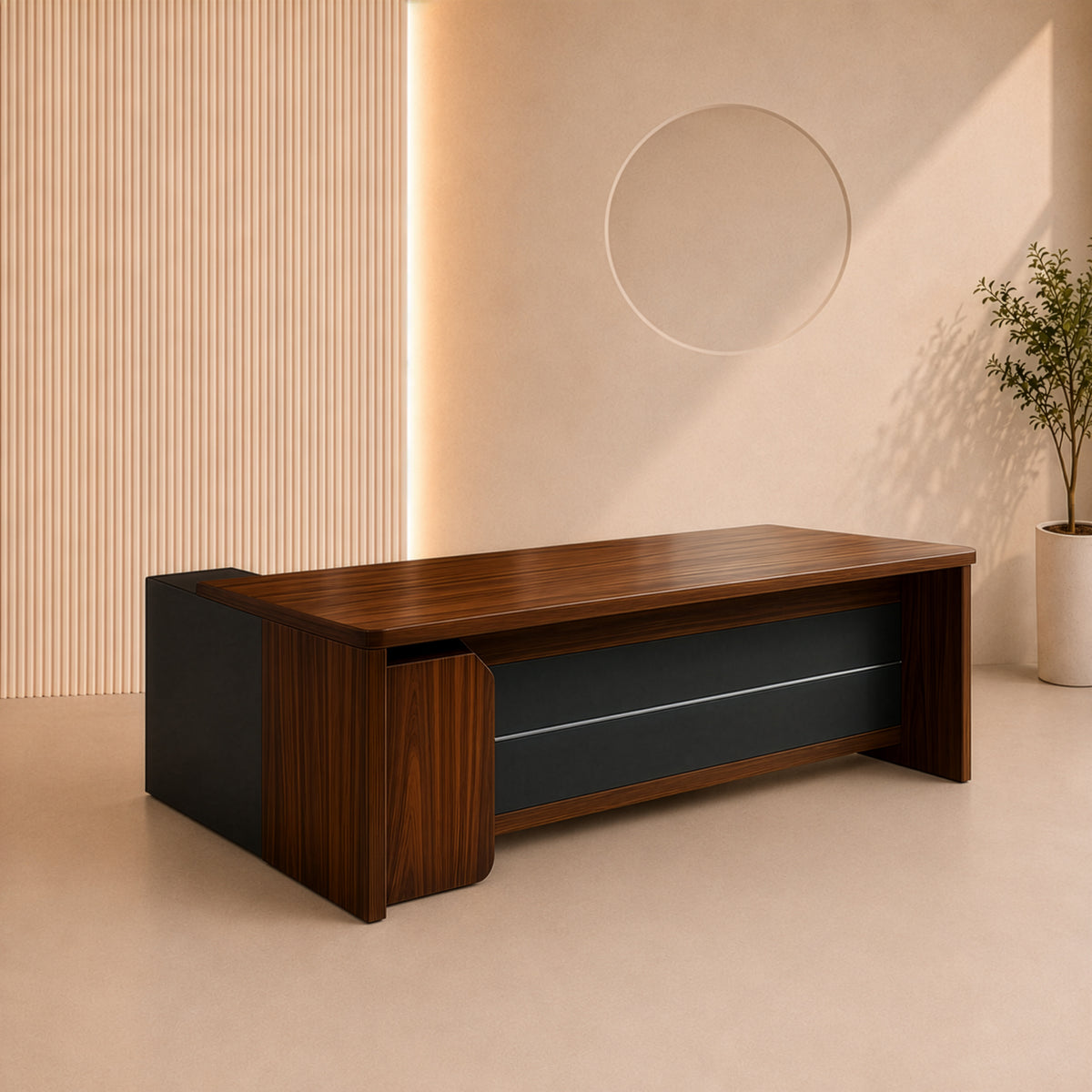 مكتب 200×160×75 سم + سايد – بني وأسود – AZ12073

