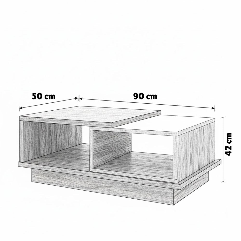 طاولة استقبال 90×42×50 سم - أبيض وخشبي - AZH-00028
