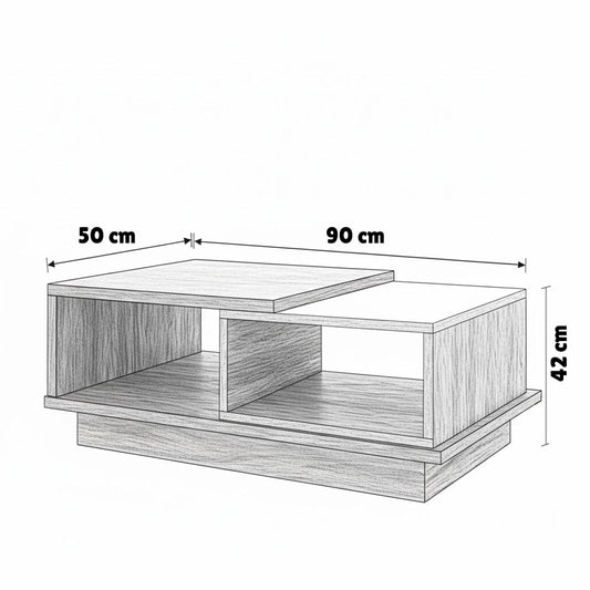طاولة استقبال 90×42×50 سم - أبيض وخشبي - AZH-00028
