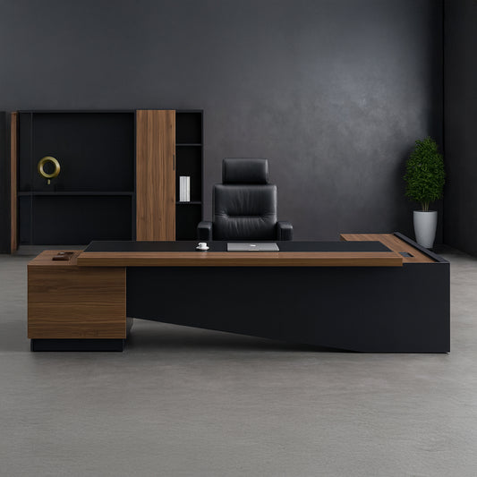 مكتب مدير 180 × 80 × 75 سم - أسود وخشبي - AZ1104
