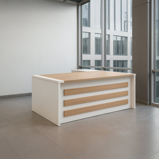 مكتب 180×160×75 سم + سايد – خشبي وأبيض – AZ120107
