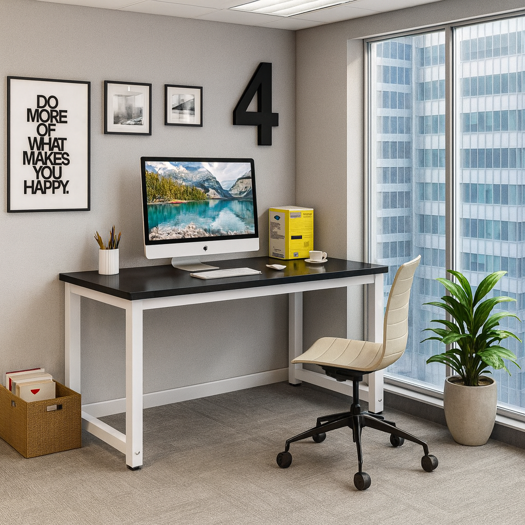 Desk 75 x 200 x 80 cm - Black and White - AZ11140