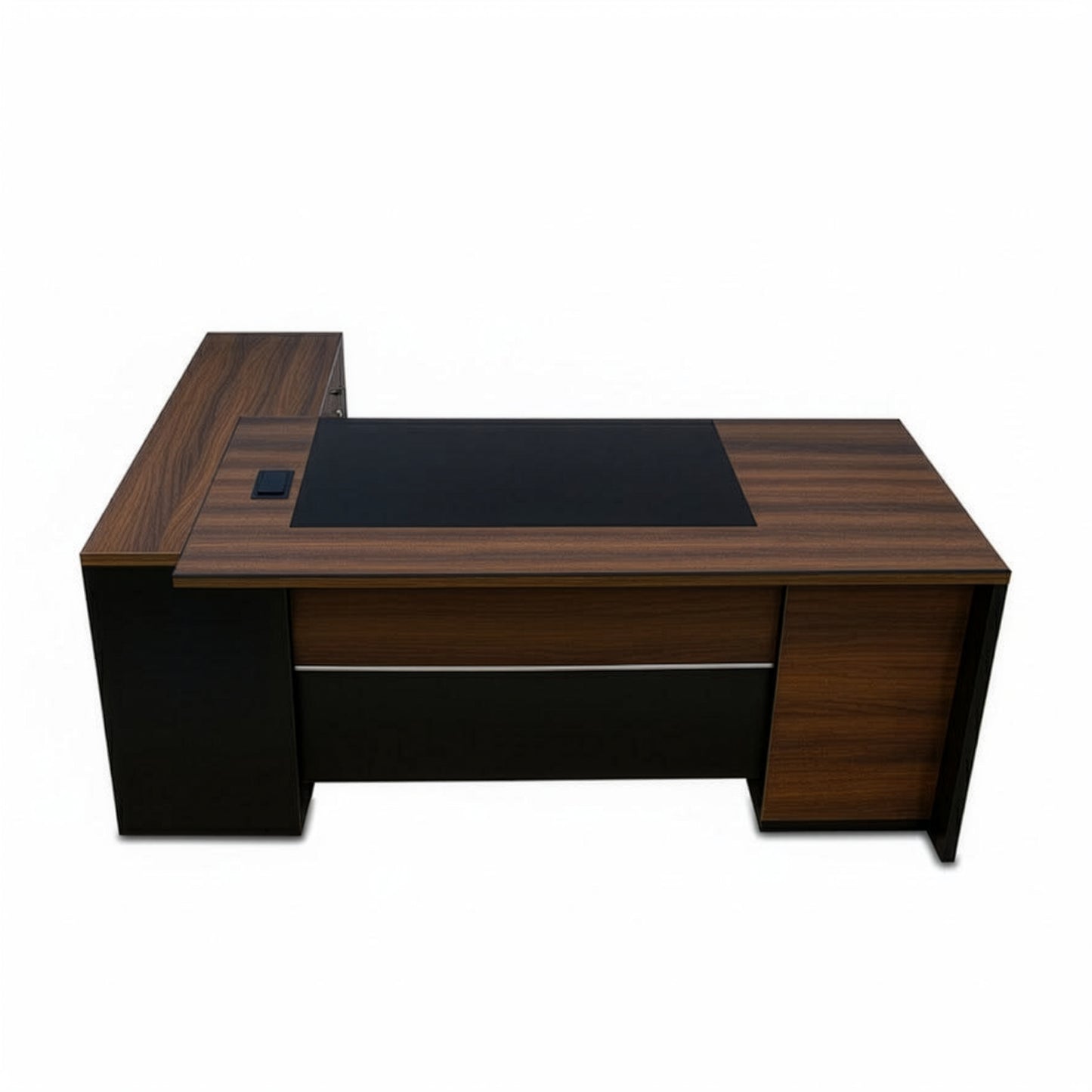 مكتب 180×160×75 سم + سايد + وحدة أدراج متصلة + فريم أبيض – بني وأسود – AZ500010

