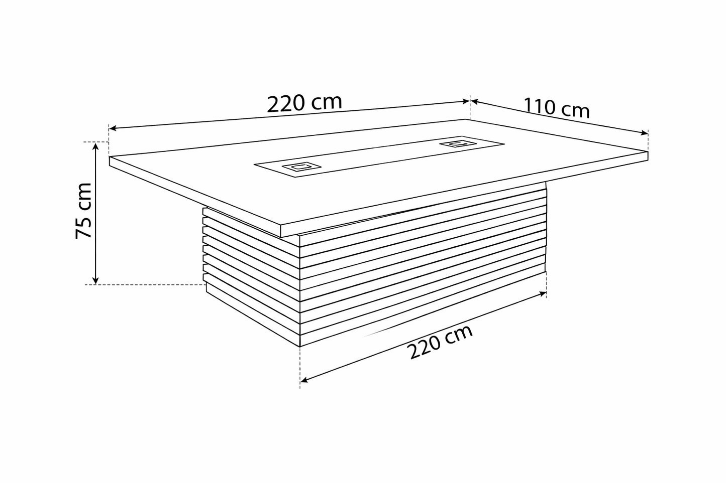 Meeting table 220*110*75 CM - Wooden and Black - AZ120193