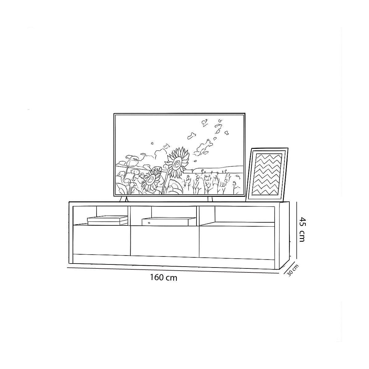 TV Table, 160 × 30 × 45 cm - MOD - AZ30063