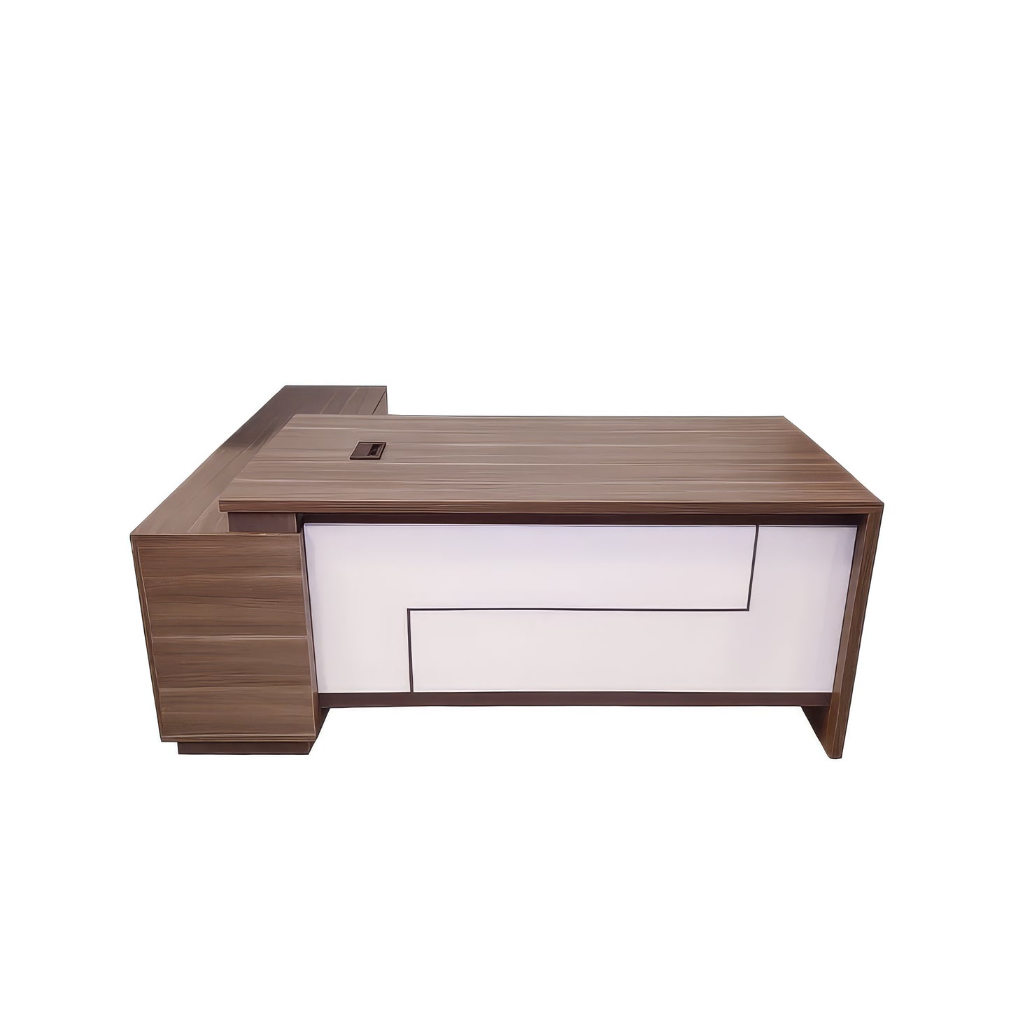 مكتب 180×160×75 سم + وحدة جانبية – أبيض ورصاصي – AZ50027