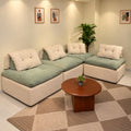 Modern L-Shaped Corner Sofa  – mint green and white – 315×210×85 cm – Cubic