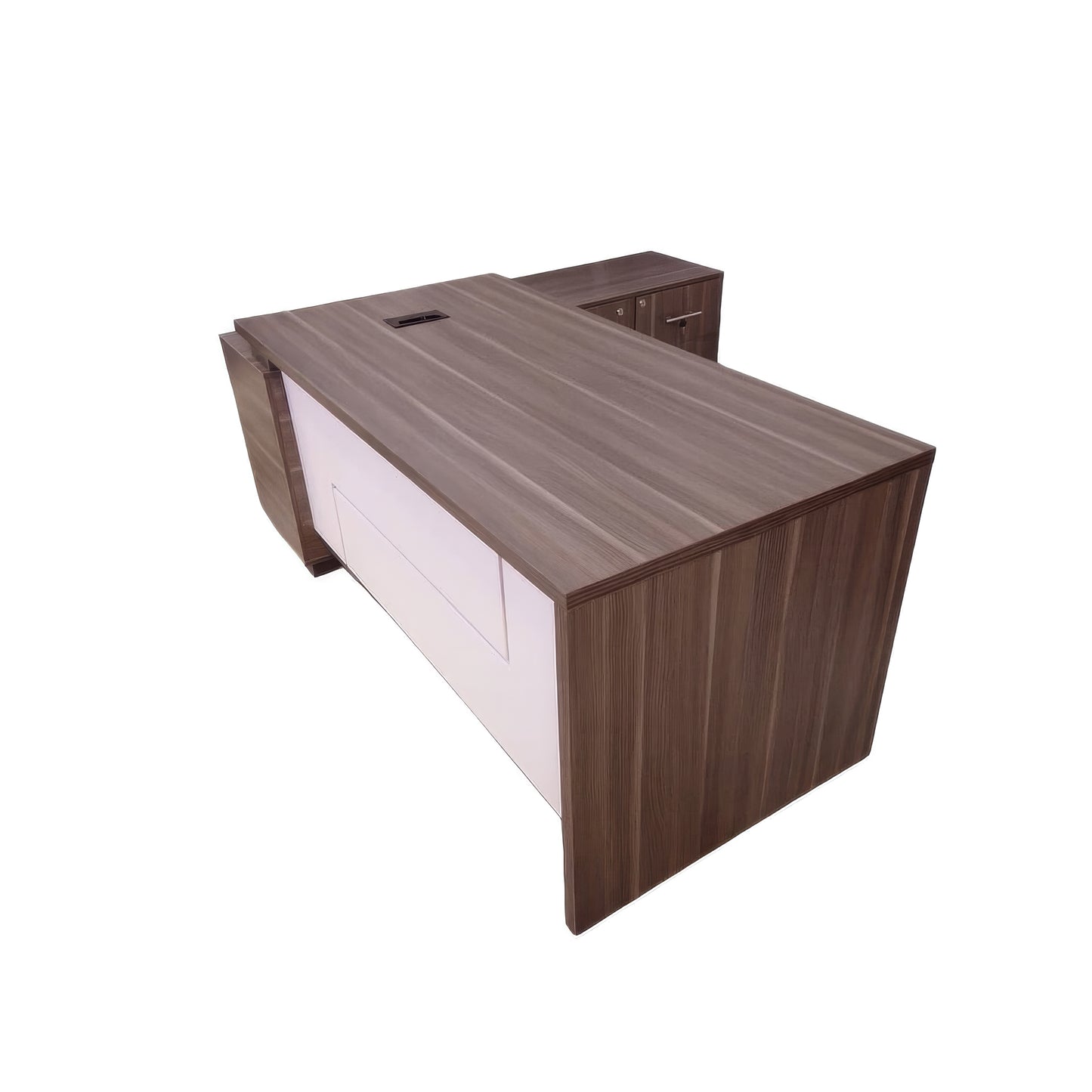 مكتب 180×160×75 سم + وحدة جانبية – أبيض ورصاصي – AZ50027