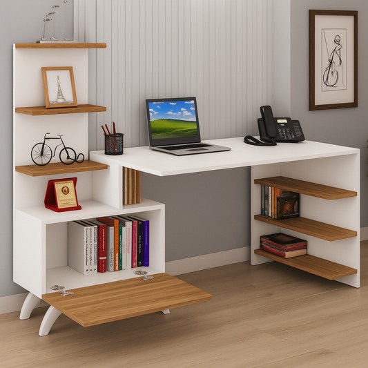 مكتب بمقاس 160 × 75 × 140 سم - بيج - AZ1196