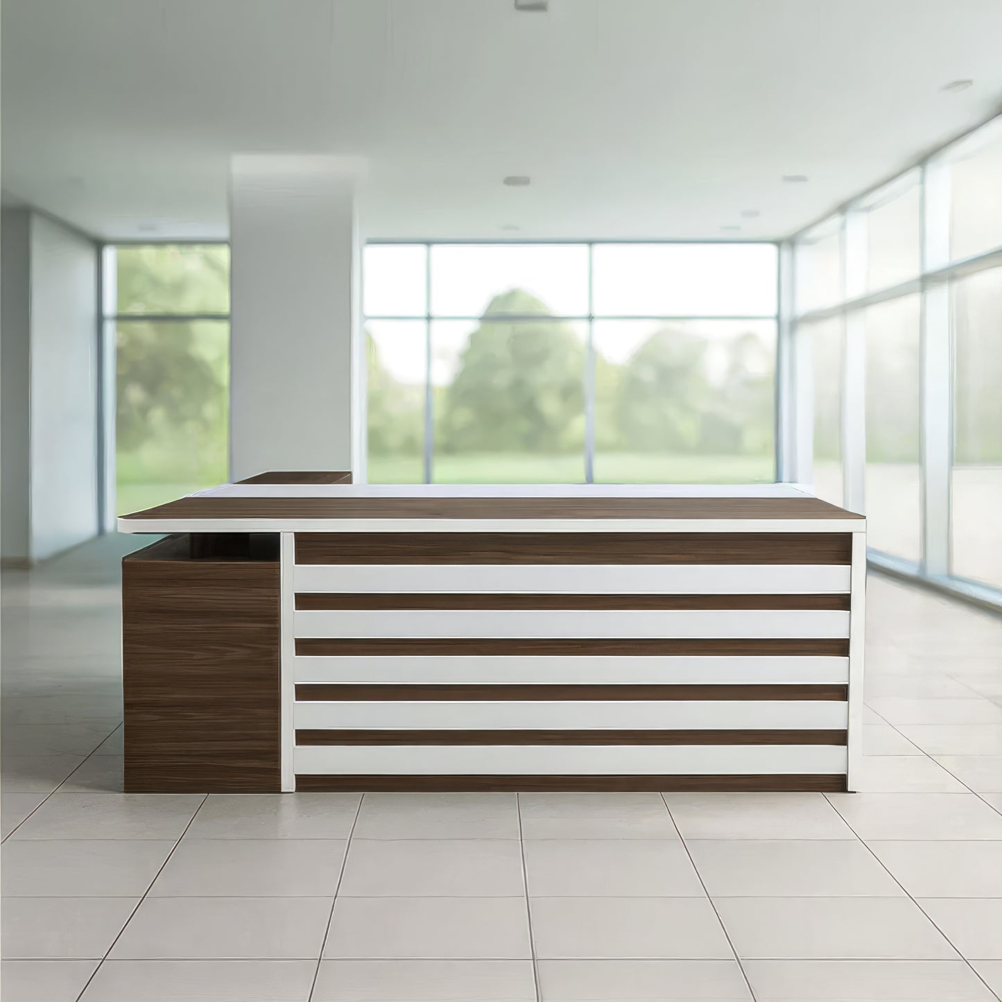 مكتب 180×160×75 سم + سايد – بني وأبيض – AZ500180