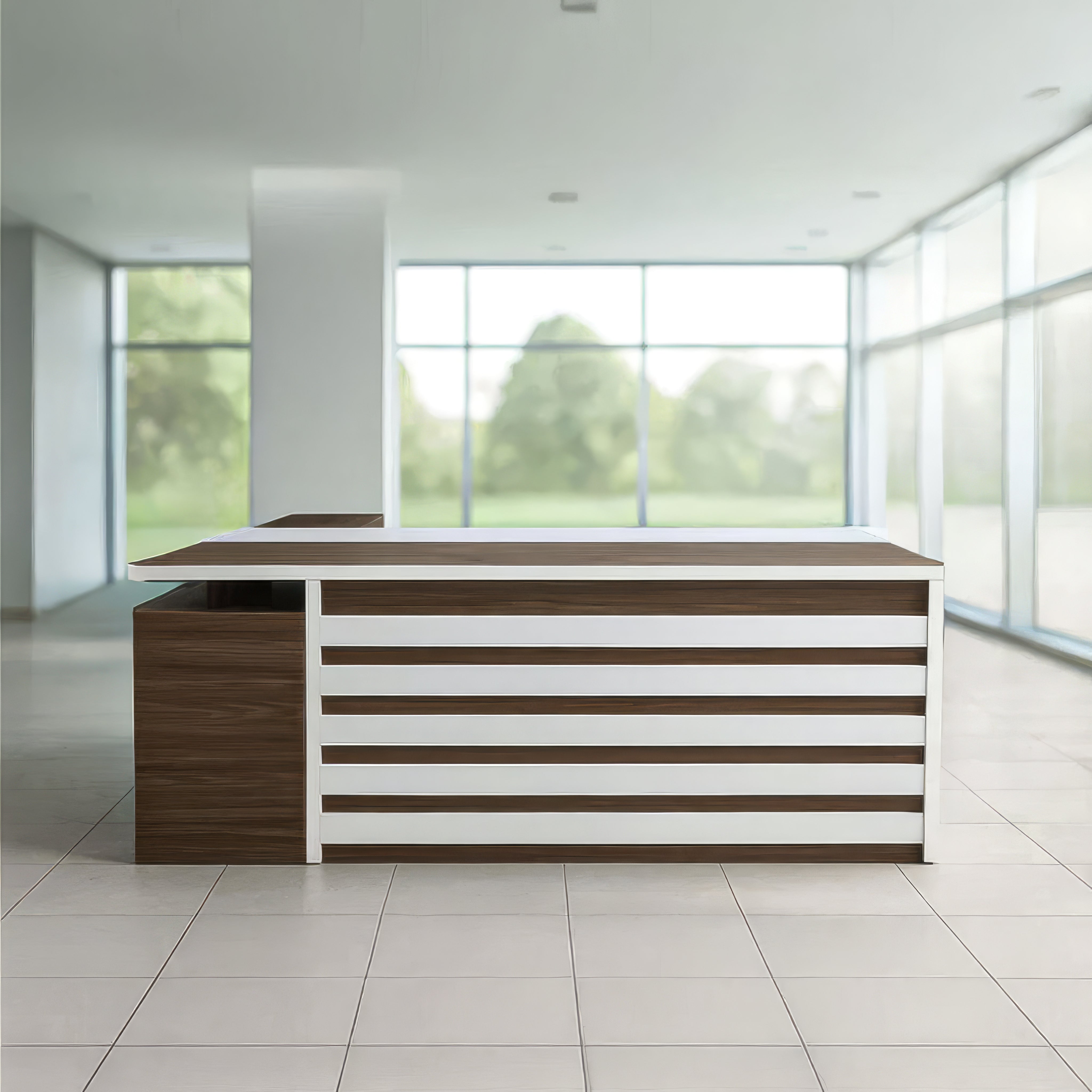 مكتب 180×160×75 سم + سايد – بني وأبيض – AZ500180