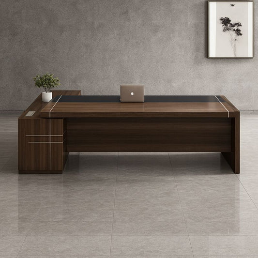 مكتب 220×160×75 سم + سايد – بني وأسود – AZ1078
