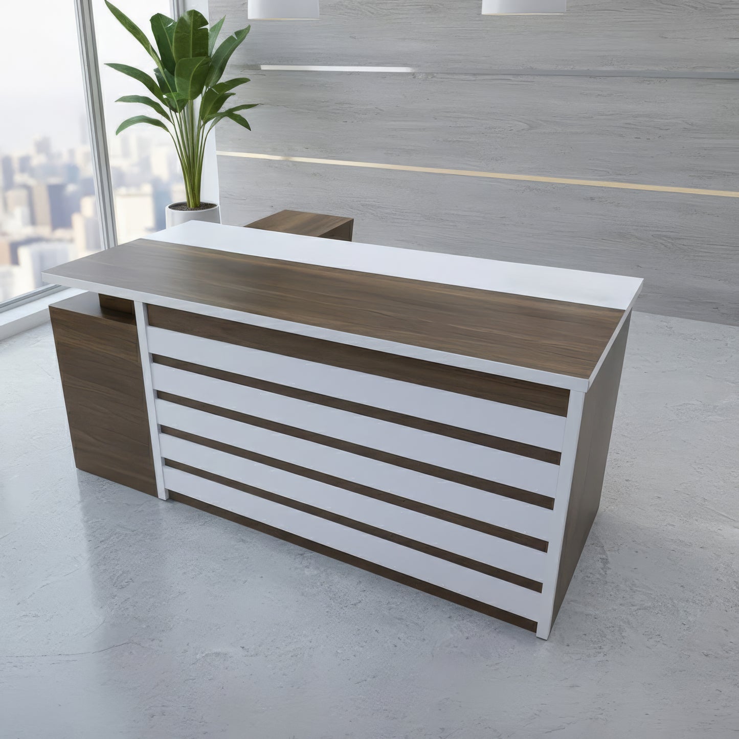 مكتب 180×160×75 سم + سايد – بني وأبيض – AZ500180