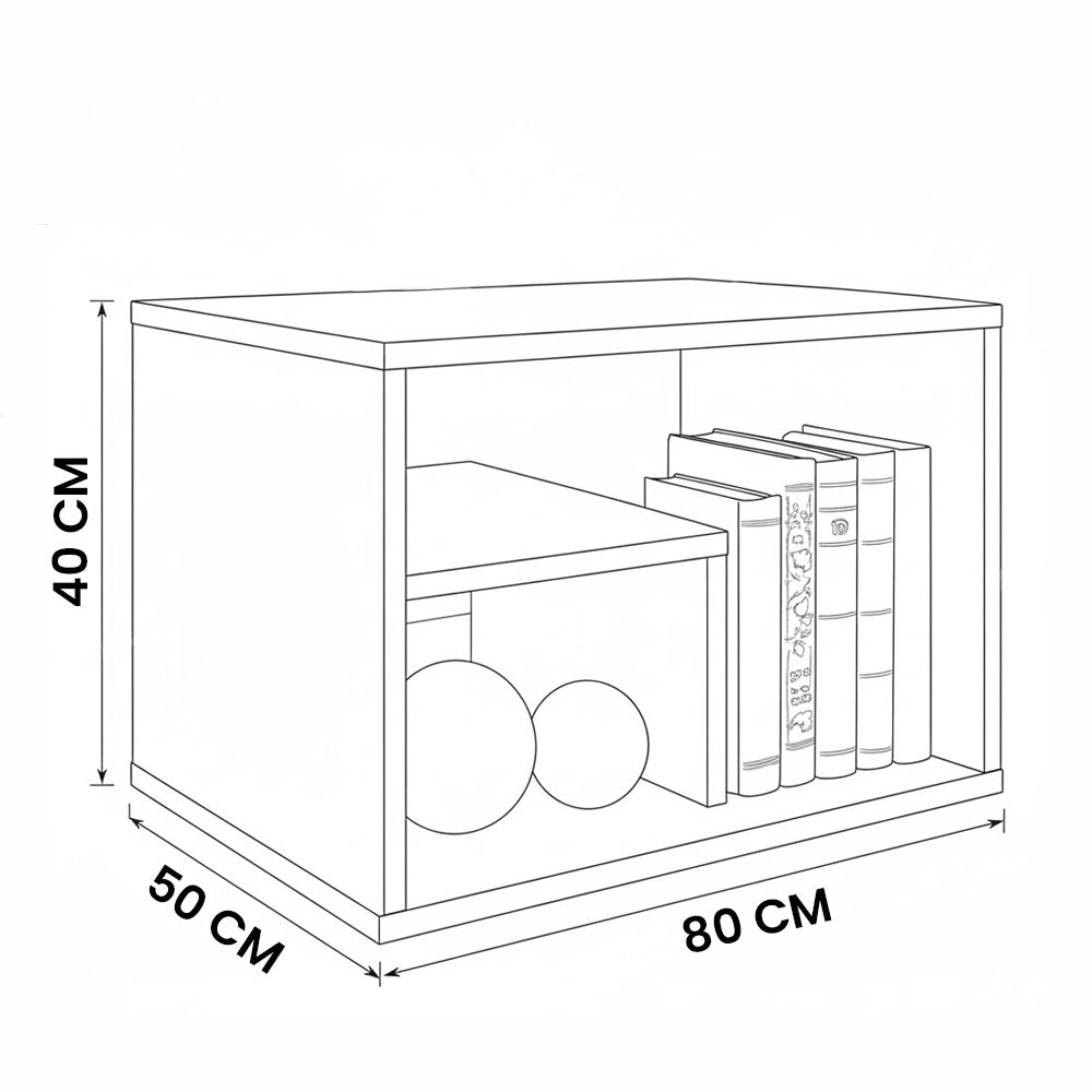 طاولة استقبال 80×50×40 سم – أبيض وخشبي – AZ111329
