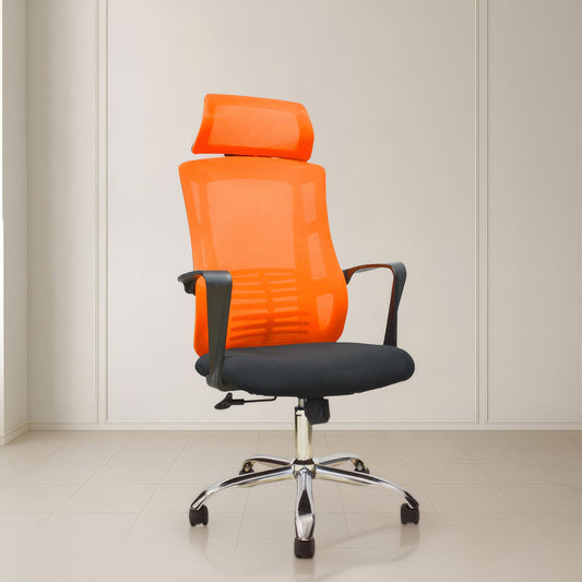 كرسي مكتب مودرن 118×64×61 سم - برتقالي وأسود - 908
