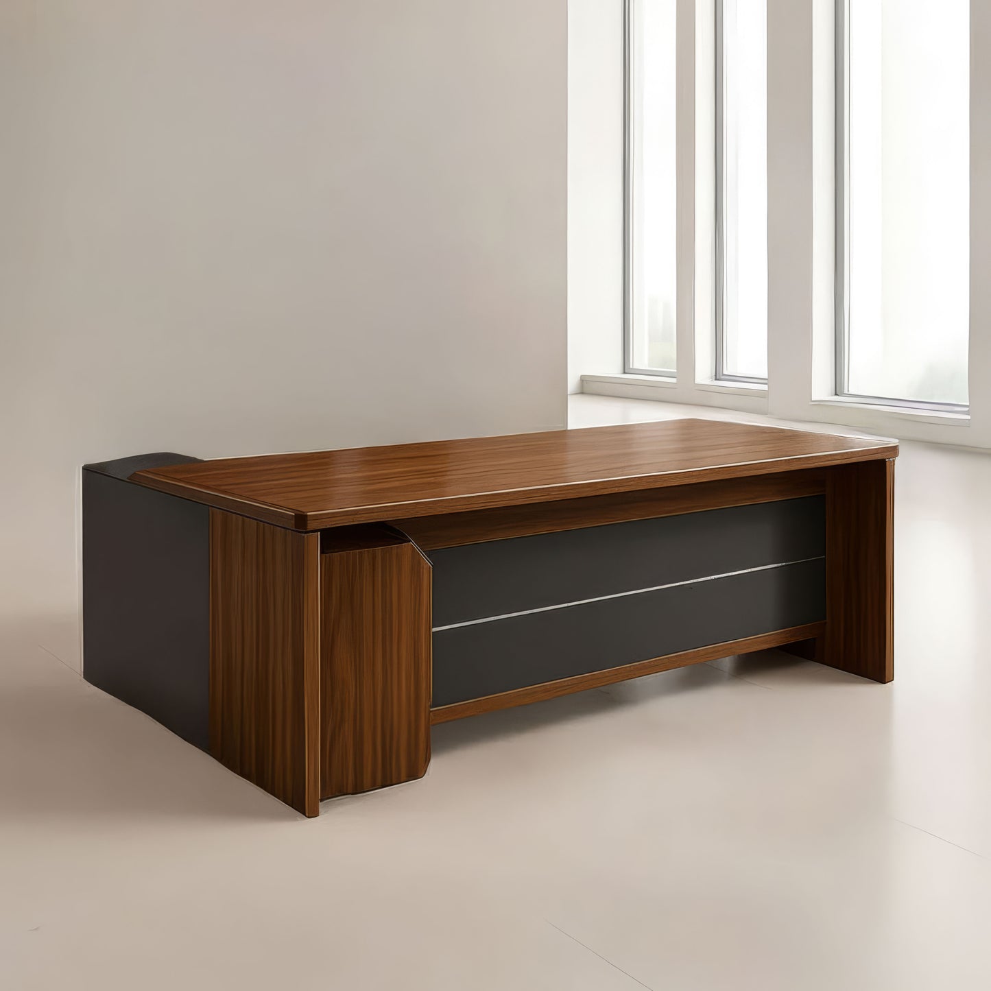مكتب 180×160×75 سم + سايد – بني وأسود – AZ12072
