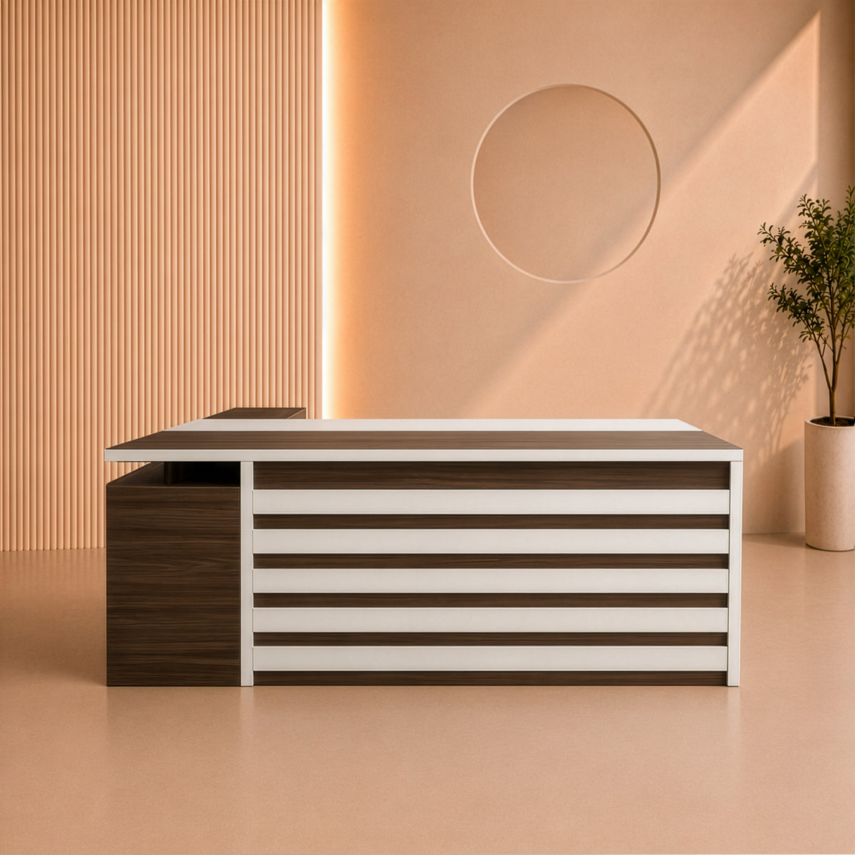 مكتب 180×160×75 سم + سايد – بني وأبيض – AZ500180